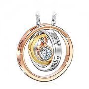 PAULINE & MORDEN Mama, ich liebe dich , Gravierte Damen Halskette mit SWAROVSKI Kristallen