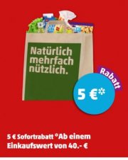 Penny: 5 &euro; Rabatt auf den Einkauf ab 40 &euro; dank App-Coupon
