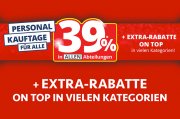 Personal-Kauftage f&uuml;r Alle - 39% Rabatt auf fast ALLES