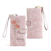 Personalisierte Geldb&ouml;rse mit Namen & Blume f&uuml;r Damen (Rosa) f&uuml;r 14,29&euro;