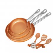 Pfanne 3 Set mit 3 Spatel und L&ouml;ffel (28cm &Oslash; 24cm &Oslash; 20cm) f&uuml;r 38,48&euro;