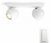 Philips Hue LED 2-er Spot Buckram inkl. Dimmschalter kompatibel mit Amazon Alexa