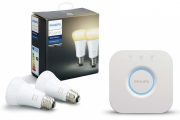 Philips Hue White Ambiance E27 LED Lampe Starter Set mit zwei Lampen inkl. Bridge f&uuml;r 44,99 Euro