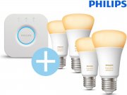 Philips Hue White Ambiance E27 LED-Leuchtmittel (4x) und Philips Hue Bridge (1x)