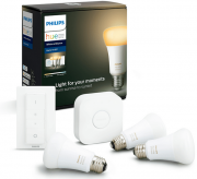 Philips Hue White Ambiance Starter-Kit mit 3xE27 LED Bluetooth Lampen + Bridge + Dimmschalter