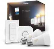 Philips Hue White Ambience Starterset mit 2xE27/8W LED Lampen + Bridge + Dimmschalter