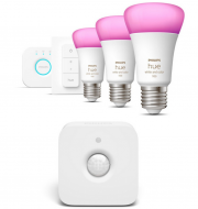 Philips Hue White and Color Ambiance Starterset 3xE27 + Bridge + 1 Dimmschalter + Bewegungsmelder