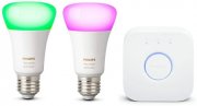 Philips Hue White & Col. Amb. 2er E27 LED Starter Set inkl.Hue Bridge steuerbar via App und Alexa