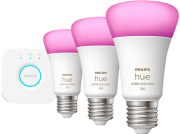Philips Hue White & Color Ambiance E27 Starter Kit mit Bridge + 3 x A60 LED-Leuchtmittel