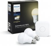 Philips Hue White E27 LED Lampe Starter Set mit zwei Lampen inkl. Bridge bei Amazon f&uuml;r 57,81 Euro