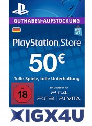 Playstation Network Prepaid Key Card 50&euro; Guthaben f&uuml;r nur 38,63&euro;