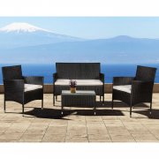 Polyrattan Lounge Gartenm&ouml;bel Lounge Garternset Sitzgruppe Rattan Poly Schwarz f&uuml;r 129,95&euro;
