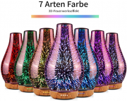Porseme Ros&eacute; Gold Glas Aroma Diffuser f&uuml;r &Auml;therische &Ouml;le mit 7 Farben LED Lichtwechsel