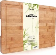 Premium Schneidebrett Bio Bambus von Harcas 45cm x 30cm x 2cm. 