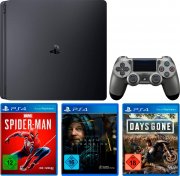 PS4 Slim 1TB Mega Bundle (Spiderman + Death Stranding + Days Gone + Steel Black Controller)