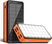 PSOOO 30000mAh Solar Powerbank mit 32 LEDs Taschenlampe