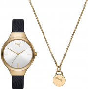 PUMA P1052 Damen Contour Three-Hand Gold Alloy Uhr mit Collier