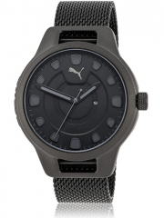 PUMA P5007 Herren-Uhr Schwarz mit Edelstahlband