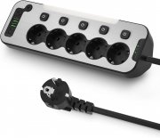 QAKALN 5-Fach Steckdosenleiste mit Schalter und 4-Fach USB Ladeanschluss