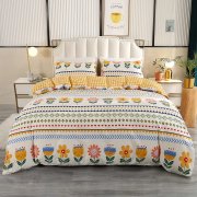 Qucover Cartoon Blumen Bettw&auml;sche-Set 135x200cm aus 100% Baumwolle