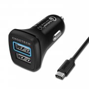 Quick Charge 3.0 USB Typ C Kfz Ladeger&auml;t CHOETECH 30W Dual USB 