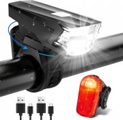 Realky aufladbares LED Fahrradlicht Set mit Frontlicht und R&uuml;cklicht