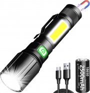 &lrm;REHKITTZ S3600A Taktische LED Taschenlampe mit UV-Funktion und COB-Seitenlicht