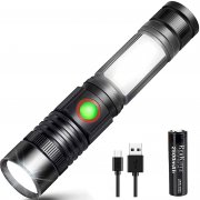 REHKITTZ Taktische LED Taschenlampe mit wiederaufladbaren 2500mAh 18650 Akku