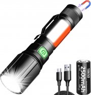 REHKITTZ Wiederaufladbare COB LED Taschenlampe mit Seitenlicht und UV-Licht