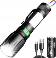 REHKITTZ wiederaufladbare COB LED Taschenlampe mit Seitenlicht und UV-Licht