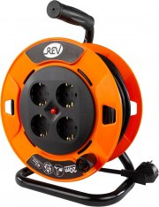 REV - Indoor Kabeltrommel mit 20 Meter Kabel und 4-fach Schutzkontaktsteckdosen