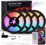 RIWNNI 4x 5 Meter RGB-LED-Streifen mit Bluetooth und Musik Sync inkl. Fernbedienung