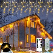 RJEDL 12,2 Meter 360 LED Eisregen Lichterkette f&uuml;r Innen und Au&szlig;en mit 8 Modi und Fernbedienung
