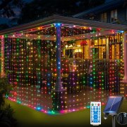 RJEDL 6x3m Outdoor LED Solar Lichtervorhang inkl. Fernbedienung