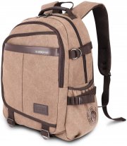 RJEU Canvas Leder Rucksack mit 15,6 Zoll Laptopfach