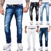 Rock Creek Herren Designer Jeans Slim Fit Destroyed Look Denim