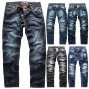Rock Creek Herren Jeans Hosen Straight Cut Jeans Used Look