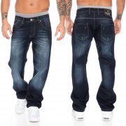 Rock Creek Herren Jeans RC-2091 Denim Blau Straight-Cut
