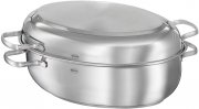 R&Ouml;SLE ELEGANCE Br&auml;ter oval mit Antihaftversiegelung ProPlex, Edelstahl 18/10, silber/schwarz