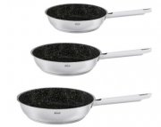 R&ouml;sle Stone &ndash; 3 teiliges Bratpfannen Set Edelstahl Antihaft 20, 24 und 28 cm f&uuml;r zusammen 57&euro;