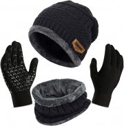 Rpporm Winter Set mit M&uuml;tze, Loop Schal und Touchscreen Handschuhe f&uuml;r Damen und Herren