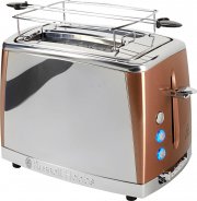Russel Hobbs Luna Edelstahl/Kupfer Toaster inkl. Br&ouml;tchenaufsatz mit 6 einstellbare Br&auml;unungsstufen