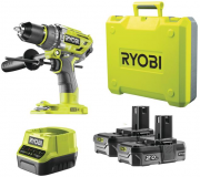 Ryobi R18PD7-220B 18 V Akku-Schlagbohrschrauber mit 2x 18V (2,0 Ah) Akku und Schnellladeger&auml;t