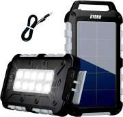 RYOKO 20000mAh Solar Powerbank mit LED Taschenlampe