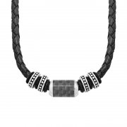 s.Oliver Halsband Edelstahl/Carbon/Leder f&uuml;r Herren stark reduziert