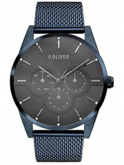 s.Oliver Herren SO-3573-MM Multi Zifferblatt Quarz Armbanduhr mit Edelstahlarmband
