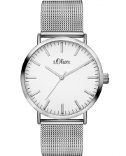 S.Oliver SO-3145-MQ Damen Analog Quarz Armbanduhr mit Edelstahlarmband