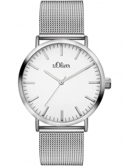 s.Oliver SO-3145-MQ Damen Analog Quarz Armbanduhr mit Edelstahlarmband