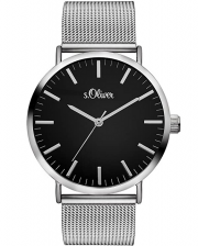 s.Oliver SO-3325-MQ Damen Analog Quarz Armbanduhr mit Edelstahlarmband