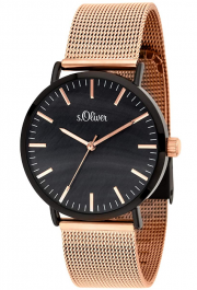 s.Oliver SO-3668-MQ Damen Analog Quarz Armbanduhr mit Edelstahlarmband Ros&eacute;gold